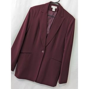 WORTHINGTON RICH BURGUNDY RED CLASSIC LINED DRESS JACKET BLAZER SZ 12T